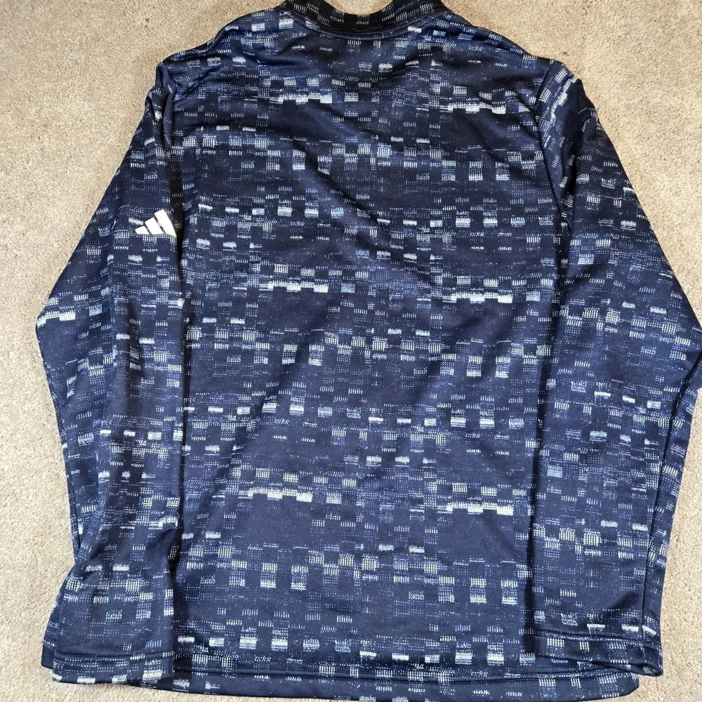 Adidas 1/4 Zip Sweatshirt Mens XL Navy Blue Geometric Print Pullover